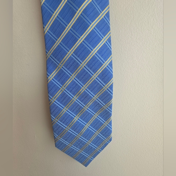 Hugo Boss Blue and Gold Plaid Tie - Picture 3 of 14